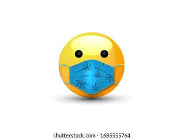 3d cartoon bubble emoticon with medical face with medical mask for chat comment reactions on social media, cute emoji wearing surgery mask, vector isolated on white background 