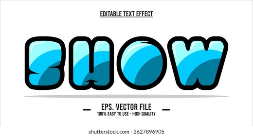 3D Cartoon Bubble Text Effect – Blue Glossy Editable Vector Letters