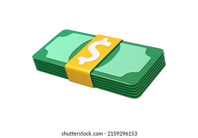 Icono de caricatura 3D sobre fondo blanco. Ahorro de dinero, sin efectivo. Concepto de inversión en beneficios y ahorro de dinero. Ilustración del vector 3d