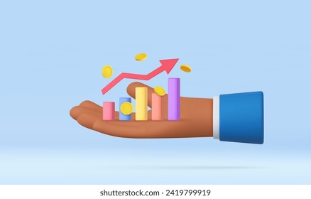 3d Caricatura de hombre de negocios mano mano de un personaje con un concepto de crecimiento del dinero. Concepto de economía empresarial de las finanzas. 3 quinquies de representación. Ilustración del vector