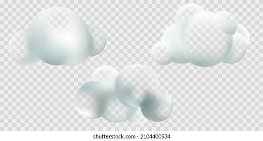 3d cartoon cloud vectors isolated on transparency background.