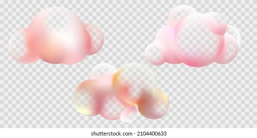 3d cartoon cloud vectors isolated on transparency background.