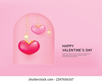 3d cartoon colorful heart shape collection, isolated on light pink background. Suitable for Valentine's Day and Mother's Day decoration.