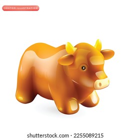 3d cartoon cute cow. Cheerful mascot. Vector illustration animal character.