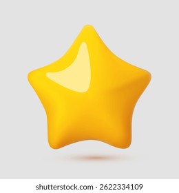 Icono lindo de la estrella de la historieta 3D. Estilo de representación