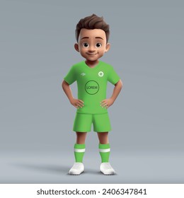 3D Cartoon süße junge Fußball-Spieler in Fußball-Uniform. Fußballmannschaft Jersey