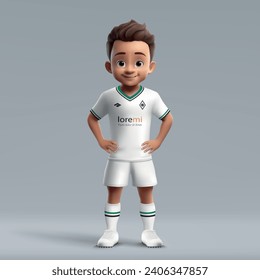 3d cartoon cute young soccer player in Borussia Mönchengladbach football uniform. Football team jersey