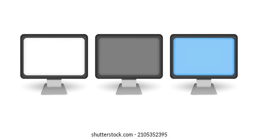 3D cartoon desktop screen monitor design with white color background. Vector illustration
