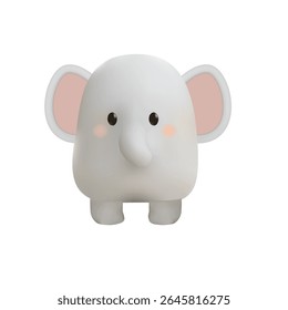 3D cartoon elephant with big ears and a small body