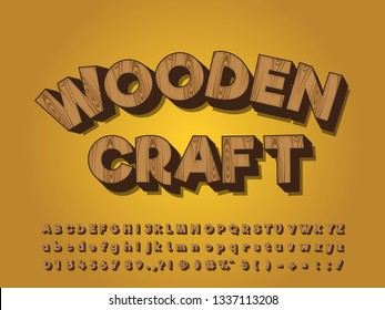 3D Cartoon Font Effect Fill With Wood Grain