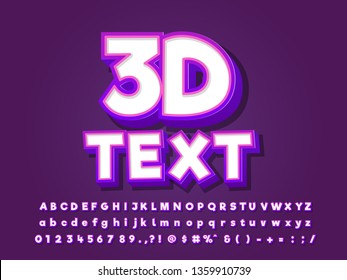 3D cartoon font effect with highlight for sticker or title