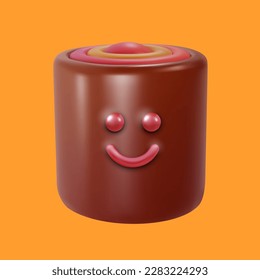 3.ª tarta graciosa de dibujos animados al estilo kawaii realista. Carácter vivo o elemento de diseño. Cocina dulce creativa de panadería. Ilustración vectorial mínima brillante.