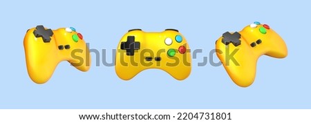 3D cartoon gamepad. Wireless controllers isolated on blue background. Computer gaming. 3d cartoon vector icons