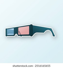 3d cartoon glasses sticker on white background