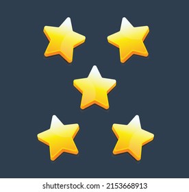 3D Cartoon Golden Yellow Stars Elements For Game Design Web Graphics Icons Application Concept Interface Ratings Illustration