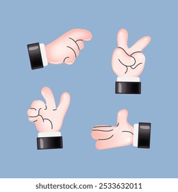 3D cartoon hand gesture set. Vector illustration
