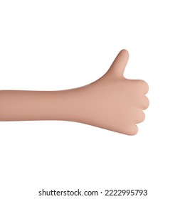 3D cartoon hand with thumb finder up, ok, okay, like, yes gesture. Vector illustration isolated on white trasnparent background