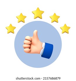 3D cartoon hand thumb up for success or good feedback. Positive concept and like symbol. Customer review rating and client feedback concept. Vector 3d illustration - Shutterstock ID 2157686879