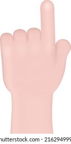 3d cartoon human hand gesture. Hand Emoji. Sign language. Cartoon character hand pointing gesture.