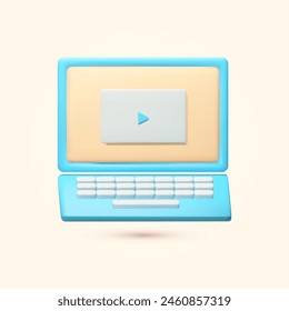 3D cartoon laptop and computer. Online working and education