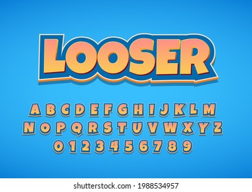 3d cartoon look text effect. set of vector alphabet and number with fancy modern look style.