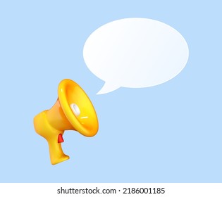 3D cartoon megaphone and speech bubble icon. Social media marketing concept. Vector 3d illustration
 - Shutterstock ID 2186001185