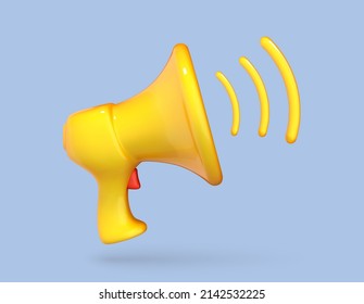 3d cartoon megaphone. Symbols speaker. Social media. Advertising and promotion. Vector illustration marketing time concept