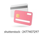 3d cartoon minimal credit card concept of online successful payment, Payment, Money-saving, money transfer, online shopping, finance, investment. Banking concept. money financial security.
