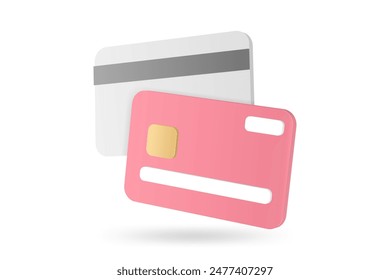 3d cartoon minimal credit card concept of online successful payment, Payment, Money-saving, money transfer, online shopping, finance, investment. Banking concept. money financial security.