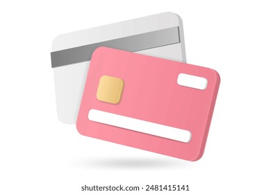 3d cartoon minimal credit card concept of online successful payment, Payment, Money-saving, money transfer, online shopping, finance, investment. Banking concept. money financial security.