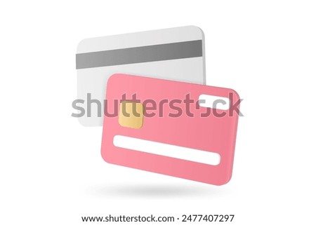 3d cartoon minimal credit card concept of online successful payment, Payment, Money-saving, money transfer, online shopping, finance, investment. Banking concept. money financial security.