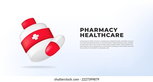 3D cartoon pills drugs medicine medical healthcare  pharmacy illustration concept for hospital clinic 