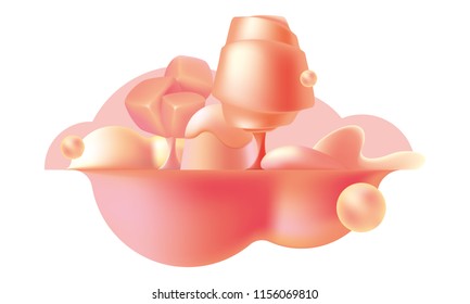 3d cartoon pink landscape illustration, dreamland, fantasy world, candy land