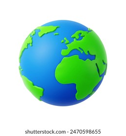 3d Cartoon planet Earth. Earth day or environment conservation concept. Save green planet concept. 3d rendering. Vector illustration