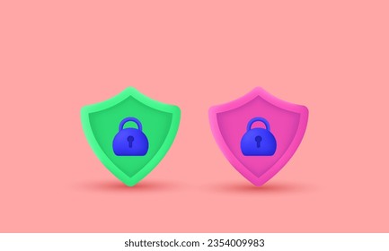 3d cartoon protection antivirus data security modern icon trendy style object symbols isolated on background.3d design cartoon style. 