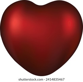 3d cartoon red heart shape, isolated on white background. Suitable for Valentine's Day and Mother's Day decoration.