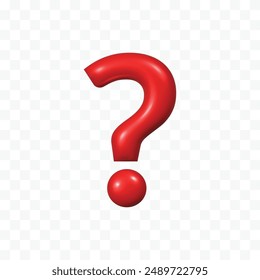 3d cartoon red question mark sign symbol png transparent background