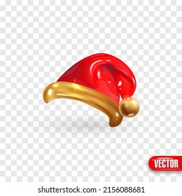 3D cartoon Red Santa Claus hats. Realistic render vector icon. EPS 10