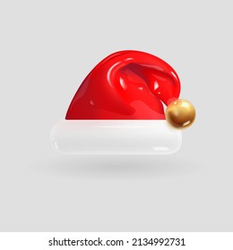 3D Cartoon Santa Claus Red Hat. Vector Realistic Illustration