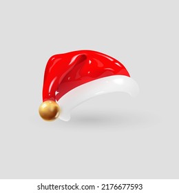 3D Cartoon Santa Claus Red Hat. Vector Realistic Illustration