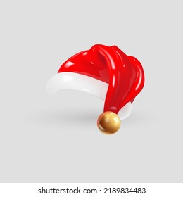 3D Cartoon Santa Claus Red Hat. Vector Realistic Illustration