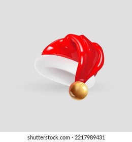 3D Cartoon Santa Claus Red Hat. Vector Realistic Illustration