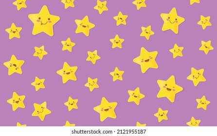 3d cartoon star. Seamless pattern. Childish little stars of colors background. Abstract kids texture for fabric, wrapping, textile, wallpaper. Kiddish background for children day. Funny faces vector