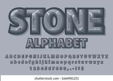 3d Cartoon Stone Style Alphabet Text Effect