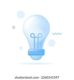 3d cartoon style minimal blue light bulb icon. Idea, solution, business, strategy concept.