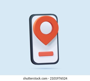 3d cartoon style minimal city map navigation smartphone icon. mobile app interface, geolocation, concept. Map GPS navigation, App search map navigation. Pin checking red color, point. Delivery online