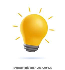 3d cartoon style minimal yellow light bulb icon. Idea, solution, business, strategy concept. Isolated vector illustration, 3D icon free to edit. Solution and business idea. Thinking, invention symbol. - Shutterstock ID 2037206495