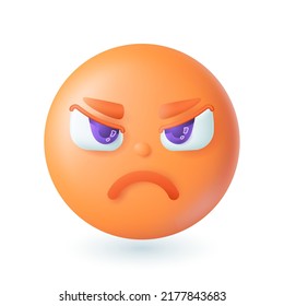 3d Cartoon Style Red Angry Emoticon Stock Vector (Royalty Free ...