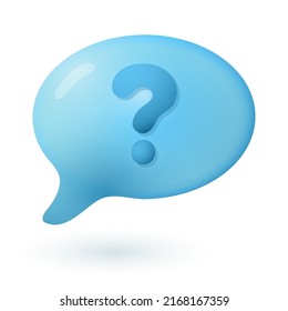 3d cartoon style speech bubble with question mark icon. Frequently asked questions or FAQ flat vector illustration. Communication, idea, discussion, information, problem concept