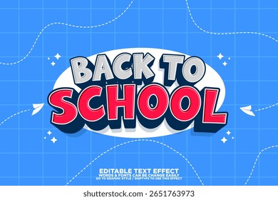 Efecto de texto de estilo de dibujos animados 3D para el cartel de regreso a la escuela, el Anuncio y el fondo